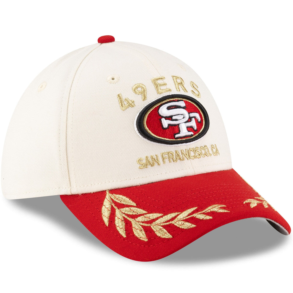 San Francisco 49ers New Era 2025 NFL Draft Cream/Scarlet 39THIRTY Flex Fit Hat for Men product image 3, provided for visual