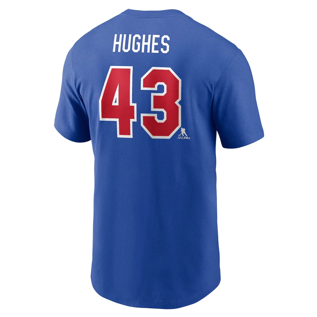 Nike Quinn Hughes Royal USA Hockey 2026 Name & Number T-Shirt for Men product image 3, provided for visual reference and