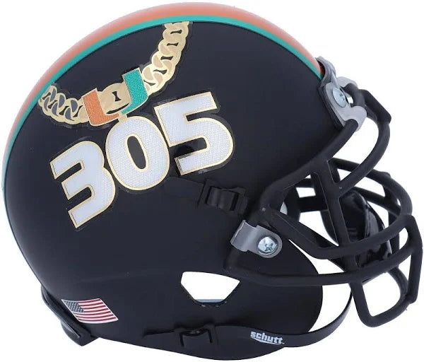 Miami Hurricanes 305 Turnover Chain Collector Series Replica Full Size Helmet product image 1, provided for visual reference