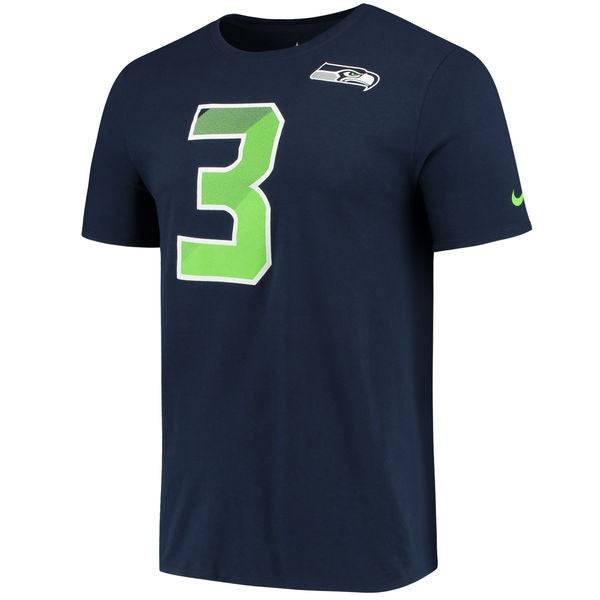 Womens Seattle Seahawks Navy Nike Russell Wilson Prism Player T-Shirt product image 3, provided for visual reference and