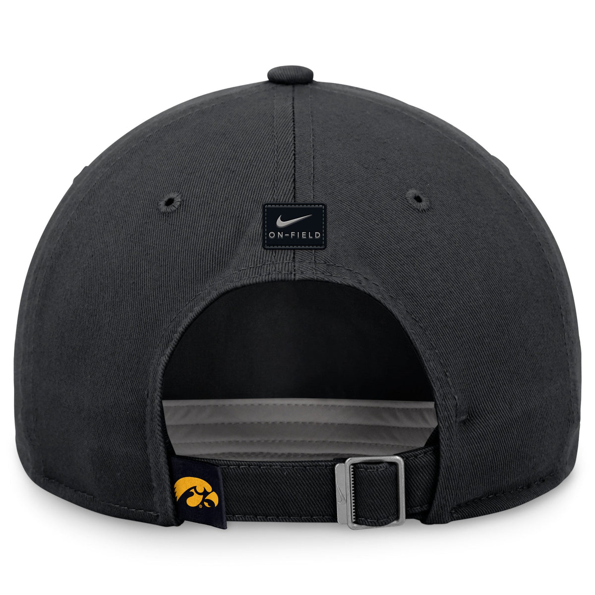 Iowa Hawkeyes Nike Club Black Rise Adjustable Club Hat product image 2, provided for visual reference and product detail
