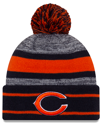 Chicago Bears Navy/Gray New Era Knit Classic Cuffed Pom Knit product image 1, provided for visual reference and product