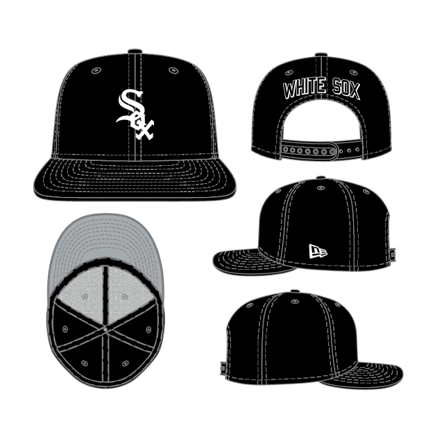 Chicago White Sox New Era Black Chain Stitch 9FIFTY Snapback Adjustable Hat product image 1, provided for visual reference