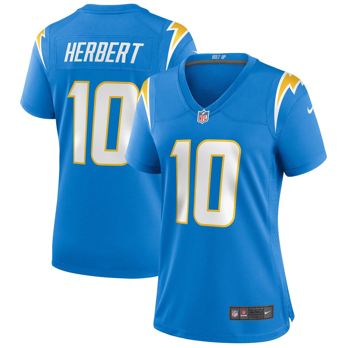 Los Angeles Chargers Justin Herbert Nike Powder Blue Game Jersey for Women product image 2, provided for visual reference