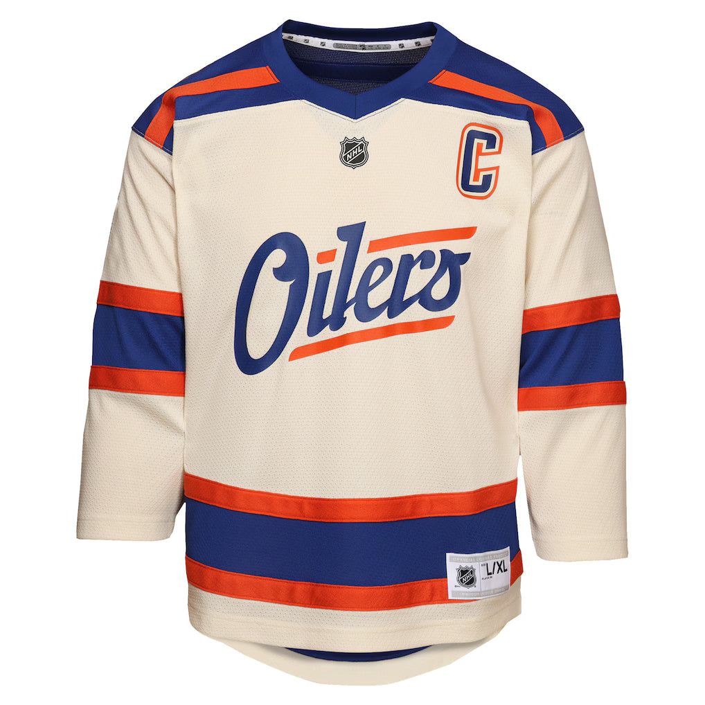 Youth Connor McDavid Edmonton Oilers Light Beige Alternate Replica Player Jersey product image 2, provided for visual