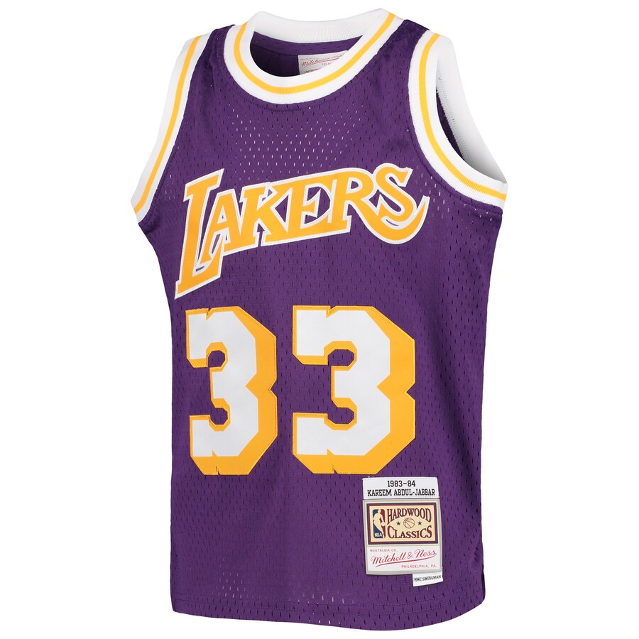 Youth Los Angeles Lakers Kareen Abdul-Jabbar Mitchell & Ness Purple 1983-84 Hardwood Classics Swingman Jersey product image