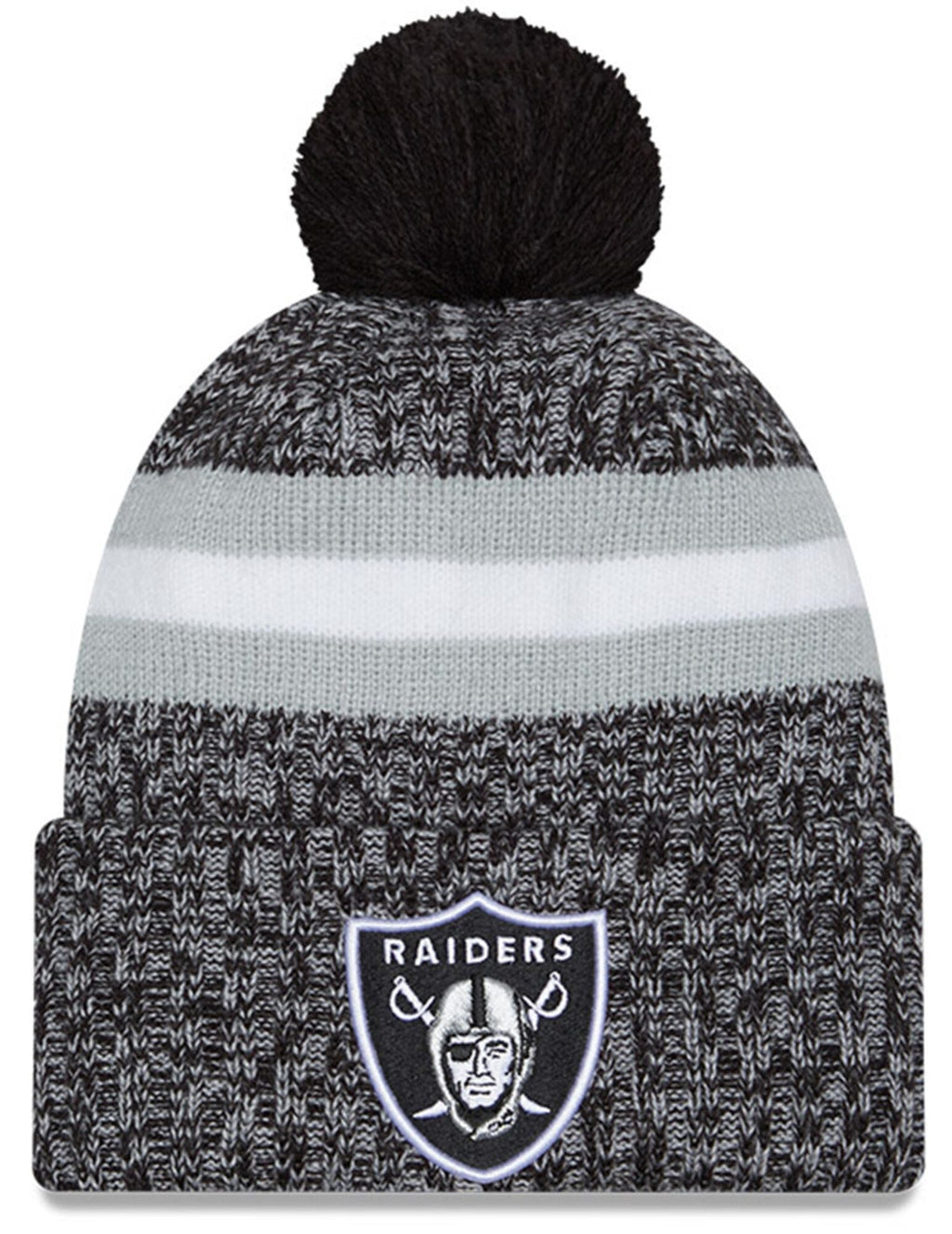 Las Vegas Raiders New Era Black 2023 Sideline Cuffed Knit Hat With Pom for Men product image 1, provided for visual