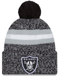 Las Vegas Raiders New Era Black 2023 Sideline Cuffed Knit Hat With Pom for Men product image 1, provided for visual