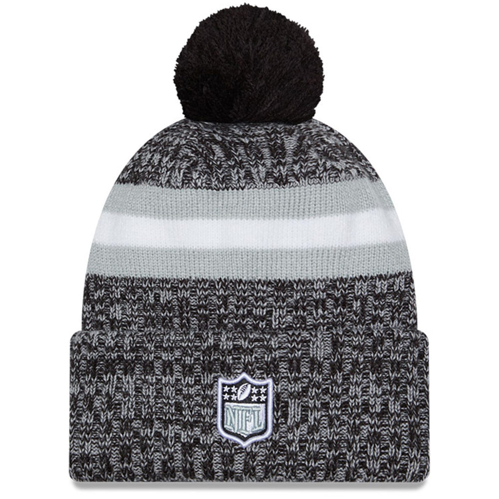 Las Vegas Raiders New Era Black 2023 Sideline Cuffed Knit Hat With Pom for Men product image 2, provided for visual