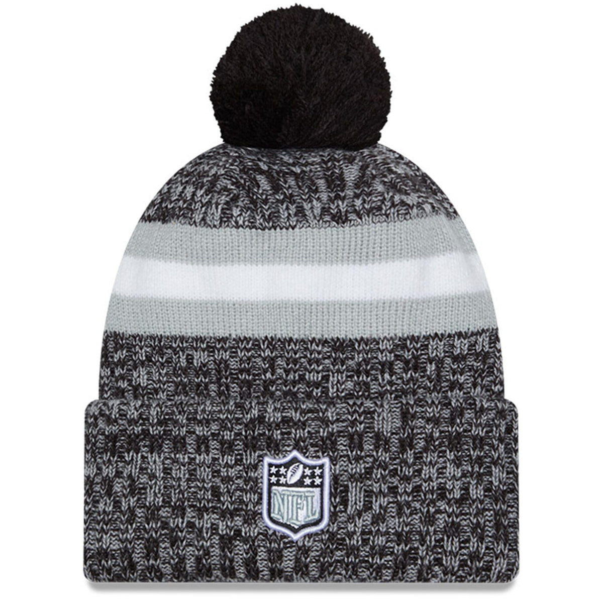 Las Vegas Raiders New Era Black 2023 Sideline Cuffed Knit Hat With Pom for Men product image 2, provided for visual