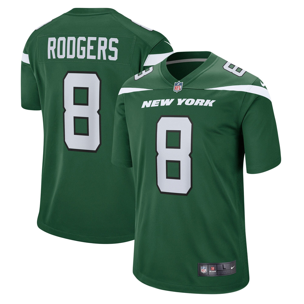Youth Aaron Rodgers New York Jets Nike Green Game Replica Jersey product image 1, provided for visual reference and product