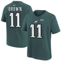 Youth Philadelphia Eagles A.J. Brown Nike Midnight Green Super Bowl LVII Name & Number T-Shirt product image 1, provided for