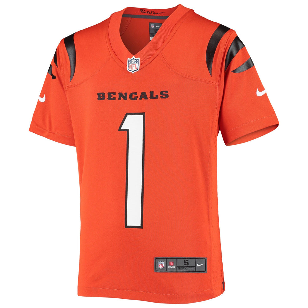 Youth Ja'Marr Chase Cincinnati Bengals Nike Alternate Orange Game Jersey product image 2, provided for visual reference and