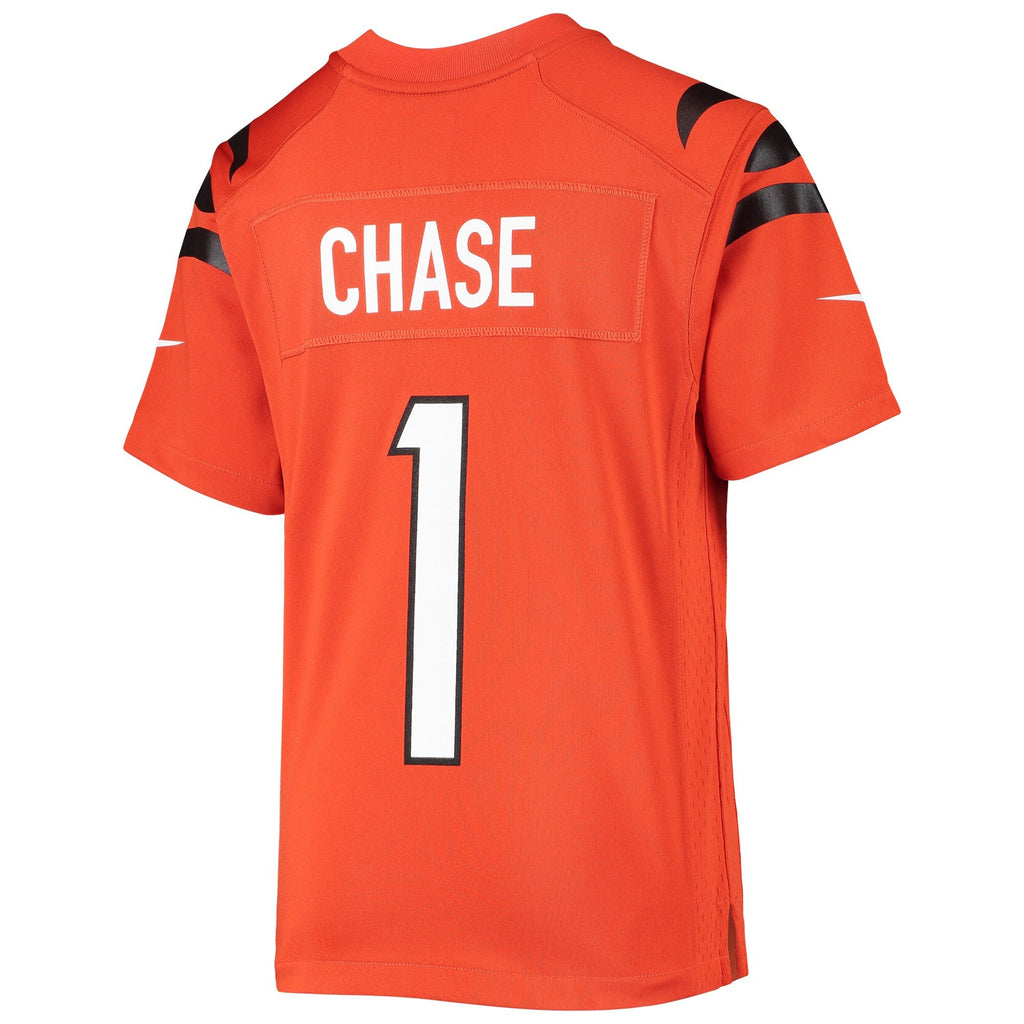 Youth Ja'Marr Chase Cincinnati Bengals Nike Alternate Orange Game Jersey product image 3, provided for visual reference and