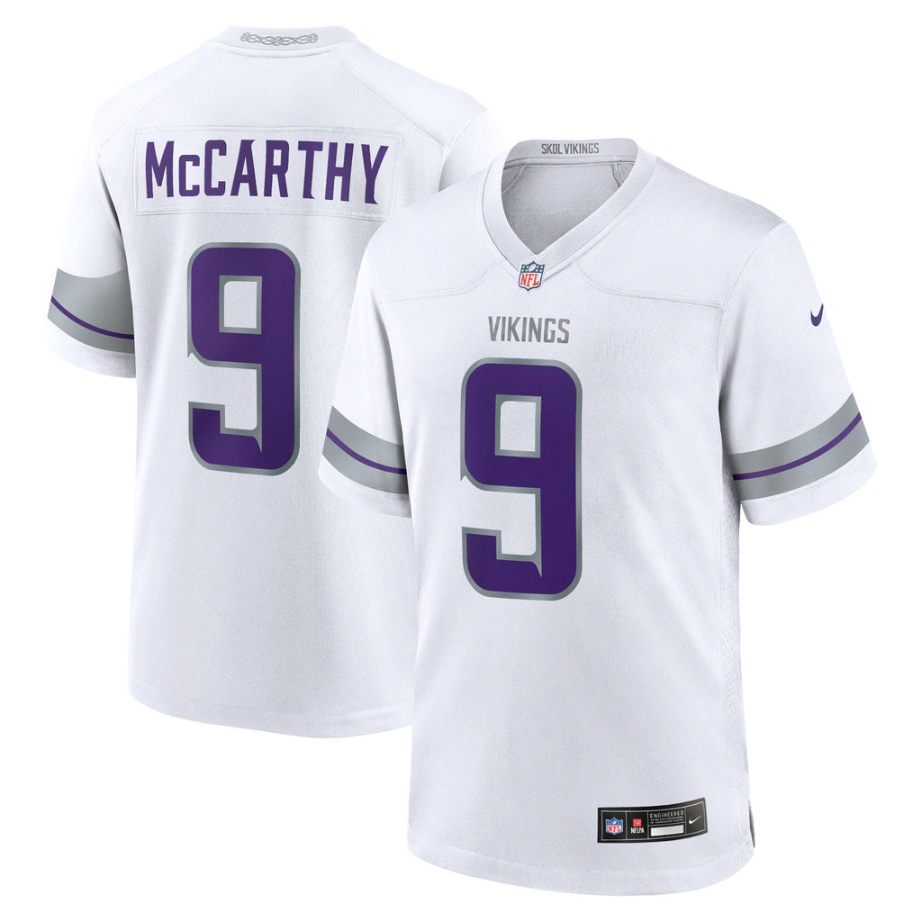 Youth Minnesota Vikings JJ McCarthy Nike White Alternate Game Player Jersey product image 1, provided for visual reference