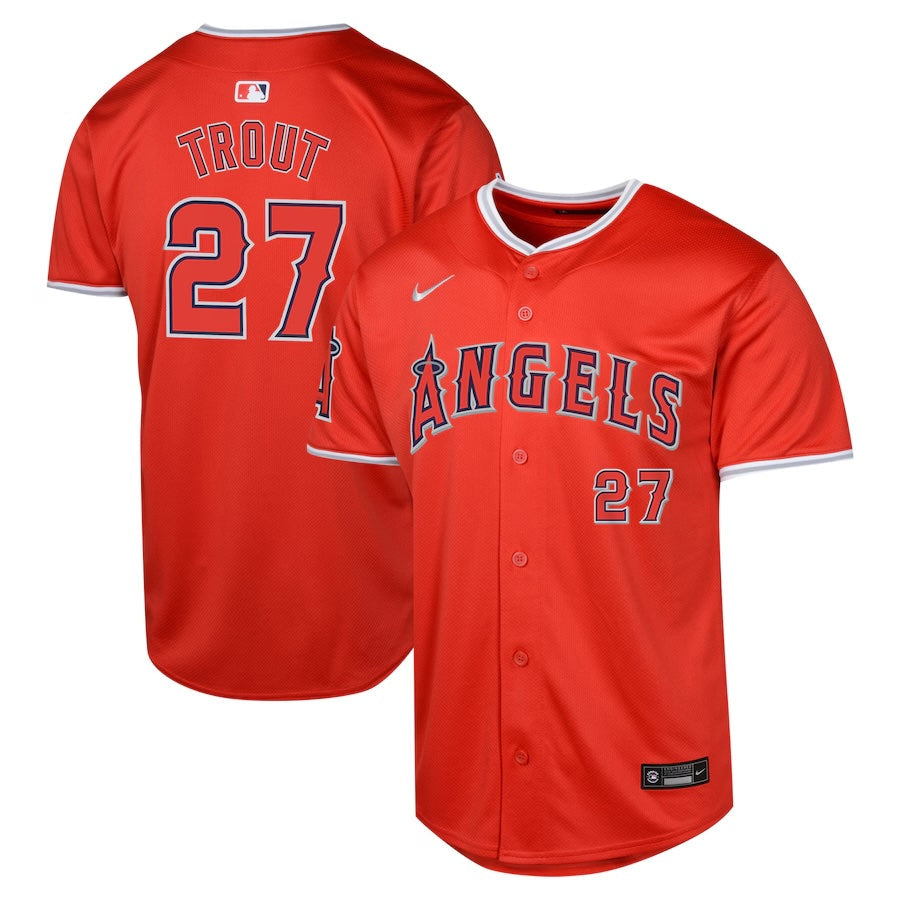 NIKE Youth Mike Trout Los Angeles Angels Red Alternate Limited Jersey product image 1, provided for visual reference and