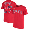 Youth Mike Trout Los Angeles Angels Nike Red Name & Number T-Shirt product image 1, provided for visual reference and