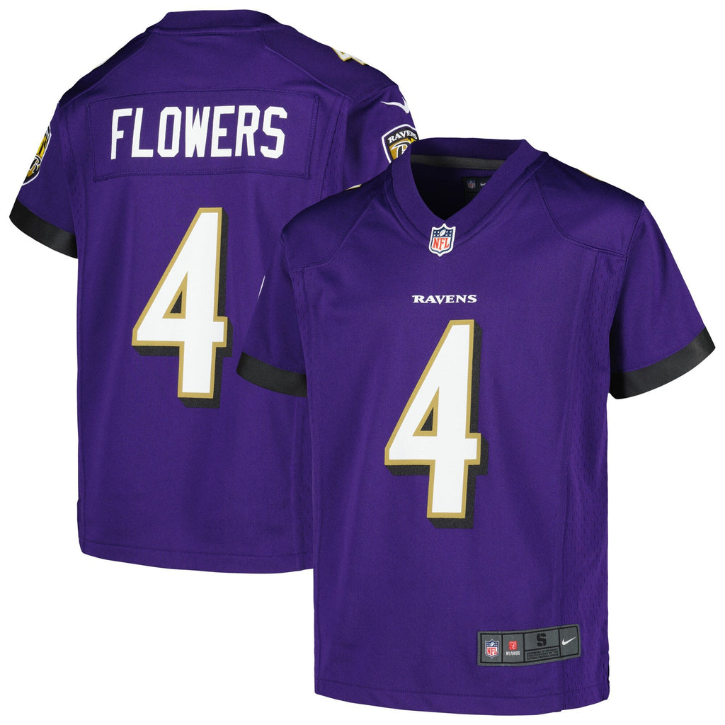 Youth Zay Flowers Baltimore Ravens NIKE Purple Game Replica Jersey product image 1, provided for visual reference and